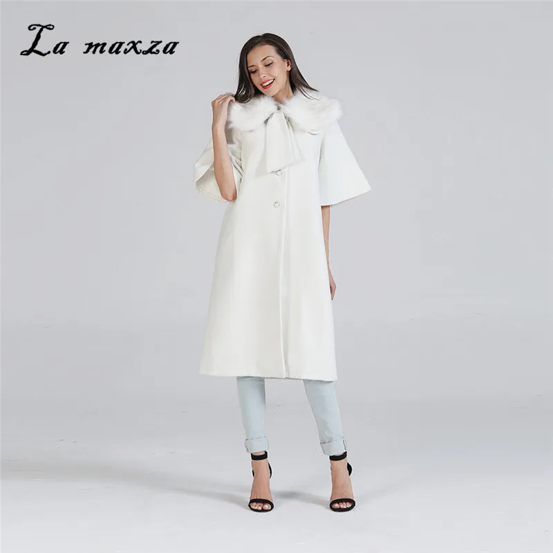 Style Hiver Mode Pardessus Femmes Long Cape Coréen Vintage 2018 Casual Laine Blanc Manteau YEwnqTCqx8