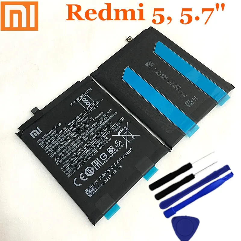 Оригинальная батарея с датчиком температуры для Xiaomi 5 Mi5 BM22/Redmi 5A 5,0 'BN34/Redmi 5 5," BN35
