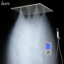 Душевая насадка для ванной комнаты с 3 способами, интеллектуальный цифровой Скрытый кран, 20 дюймов, спа, туман, дождевой, термостатический набор, сенсорная панель, смеситель