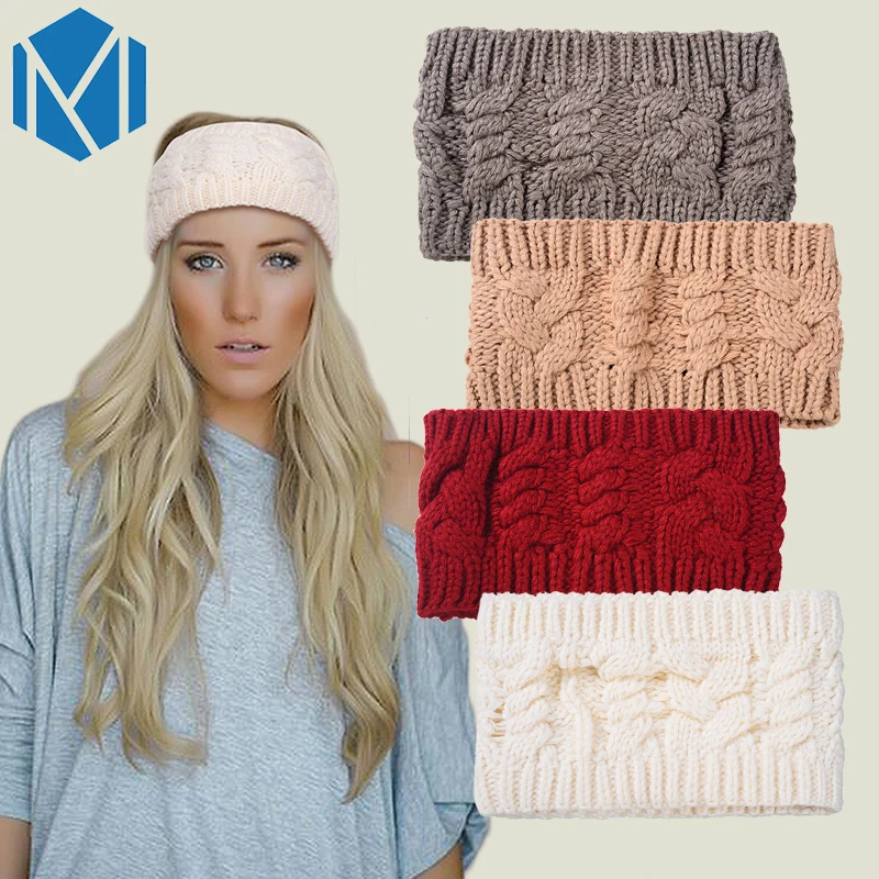 

Winter Wide Knitted Woolen Headband Women Autumn Warm Crochet Turban Fashion Twist Design Headband Girls Drop Shipping