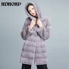 HDHOHP 2017 New Women’s Real Fur Coats Natural Mink Fur Coats Fashion Warm Winter Fur Jackets Outwear Long Fur Parka For Female