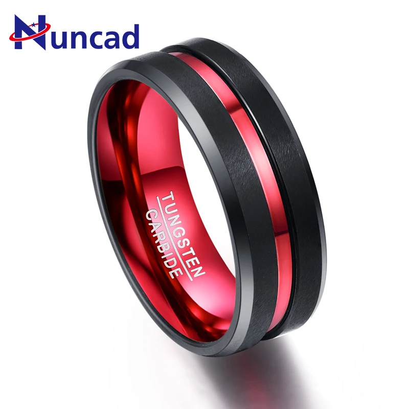 

Green Red Inner Ring Scrub Exquisite Groove Men Rings 100% Tungsten Carbide Couple Anillos para hombres Fashion Jewelry