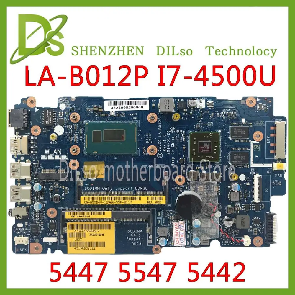 KEFU LA-B012P For Dell Inspiron 5447 5547 5442 laptop motherboard LA-B012P REV:1.0 I7-4500U/I7-4510