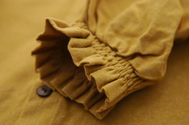 Colorful buttons peter pan collar long  sleeve Brushed cotton shirt blouse mori girl  autumn