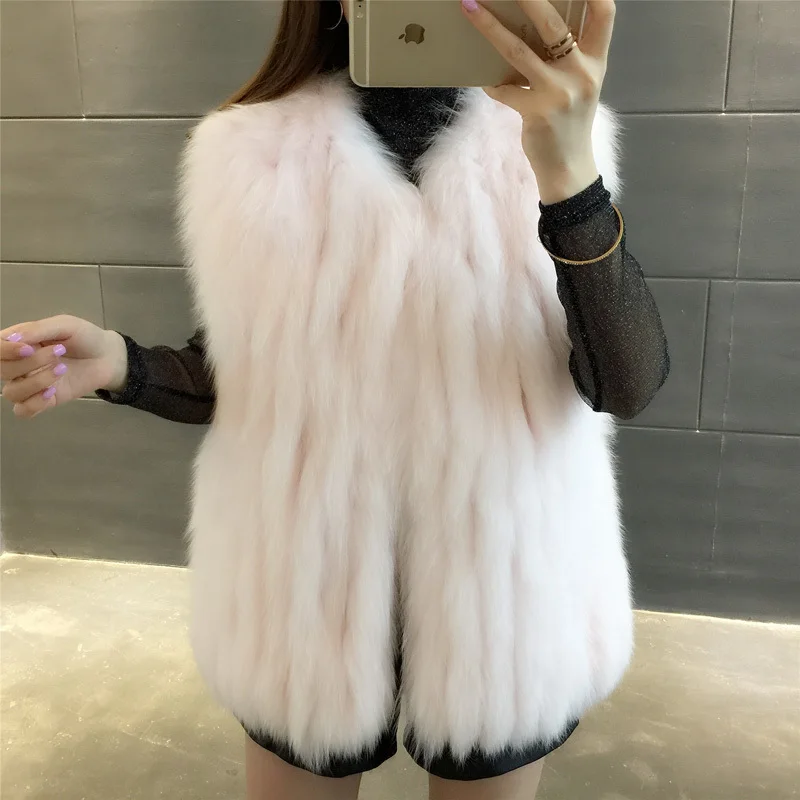 En Veste Baby Manteaux Mode De P4565 Renard 2018 Blue Ptslan Gilet Bonne pink Fourrure White Nouvelles Qualité creamy Doublure Réel Colour Femmes Luxe qOfYz