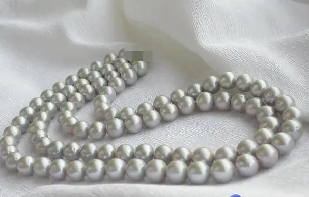 

3546 2row GRAY ROUND FRESHWATER PEARL NECKLACE
