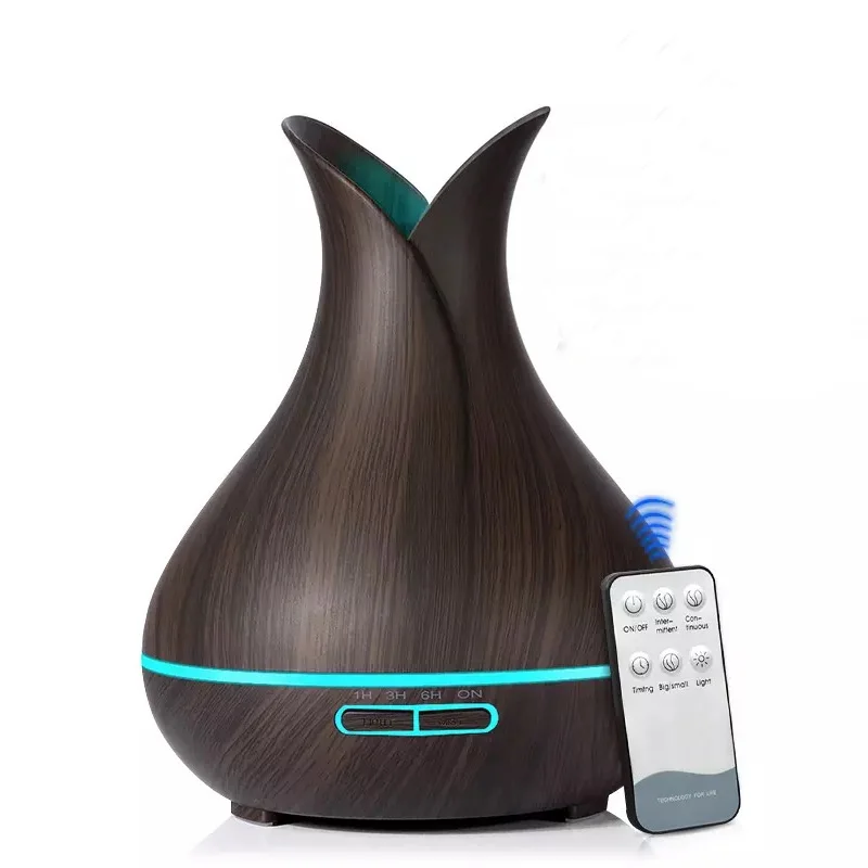 Dark Wood Grain 550 мл ультратонный увлажнитель воздуха диффузор дял ароматерапии с древесным зерном Эфирное масло Арома диффузор для дома холодный тумана - Цвет: Dark Wood Grain