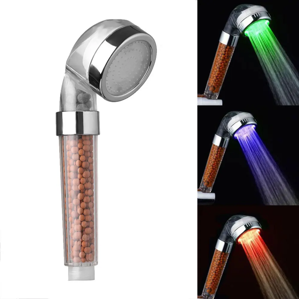 

Automatic LED Shower Head Water Temperature Sensor Control No Battery 7 Colors Changing Handheld Rainfall For Home Bathroom