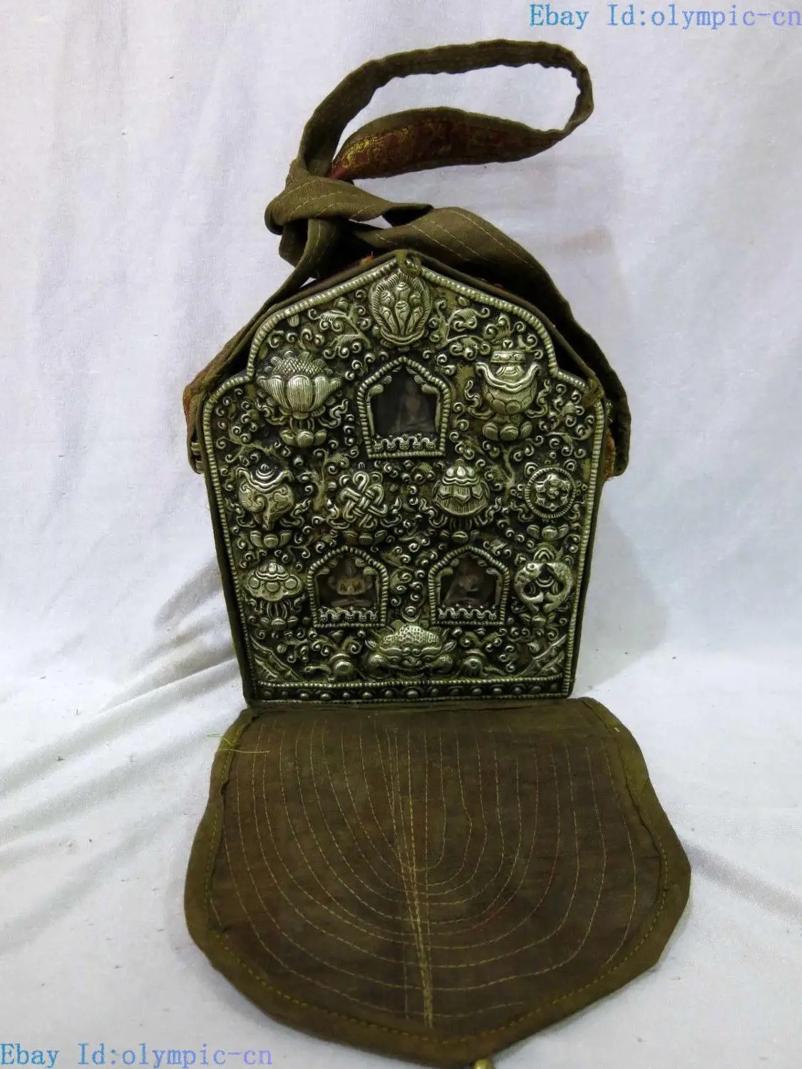 

Tibet silver carved handmade eight treasures niche for a statue of the Buddha ST