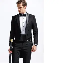 (Куртка + Штаны) черный Мужская Мода торжественное платье Блейзер Для мужчин s смокинг костюм homme terno Бизнес свадебные костюмы для мужчин 2018