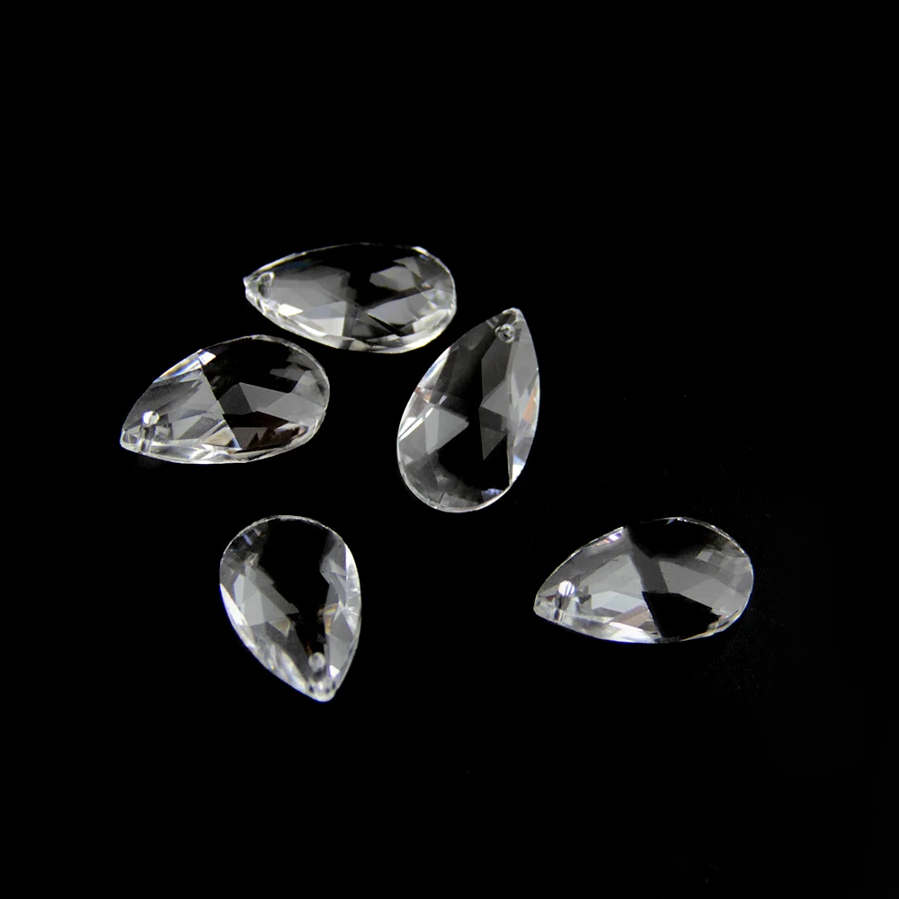100 pcs clear glass tear drop chandelier lamp parts hang 22mm