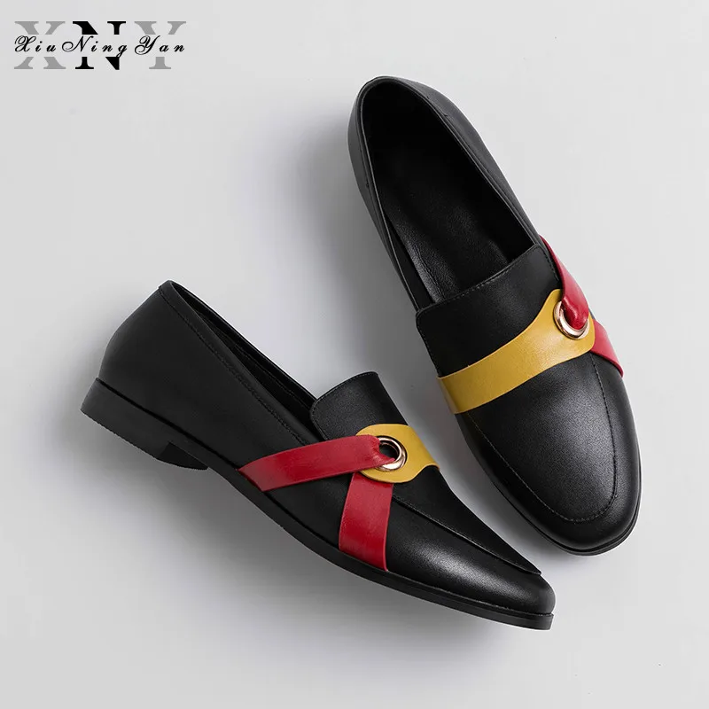 XiuNingYan Women's Flats Soft Loafers Genuine Leather Sneakers Ladies Oxfords Fashion Casual Shoes for Women Footwear New
