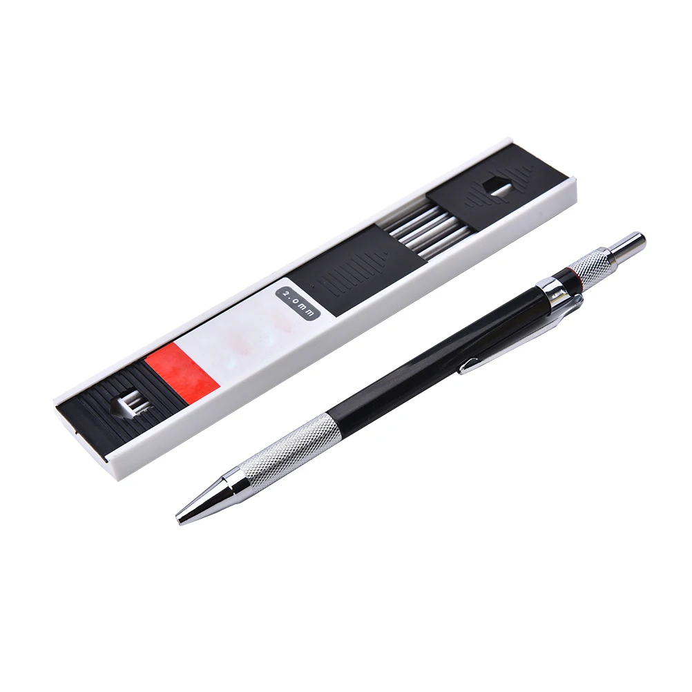 Set 2mm 2B Lead Holder Automatic Mechanical Drafting Draughting Pencil 12 Leads