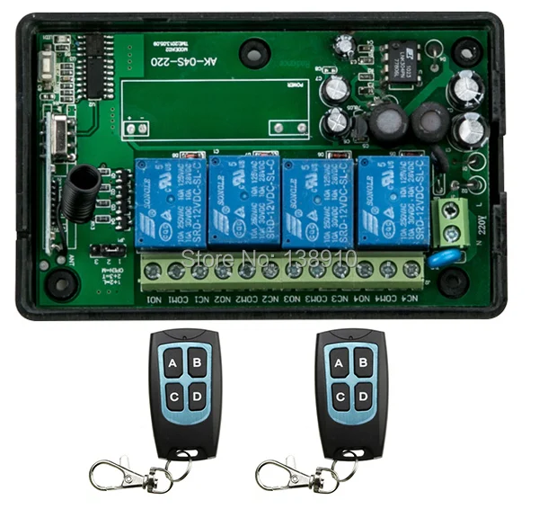 

New AC85V~250V 4CH RF Wireless Remote Control System / Radio Switch remote switch receiver for Appliances Gate Garage Door