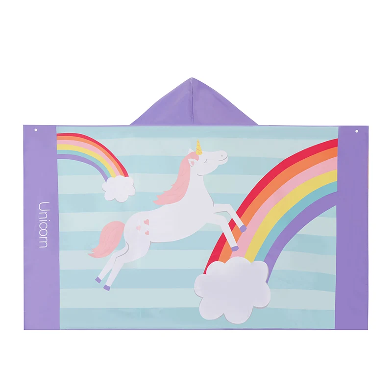 Herbabe/летнее пляжное одеяло для малышей; мягкий плащ с капюшоном и рисунком; быстросохнущее детское купальное полотенце; банный халат для новорожденных мальчиков и девочек - Цвет: Unicorn-Hooded