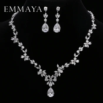 EMMAYA Brand Gorgeous AAA CZ Stones Jewelry Set White Crystal Flower Party Wedding Jewelry Sets For Women
