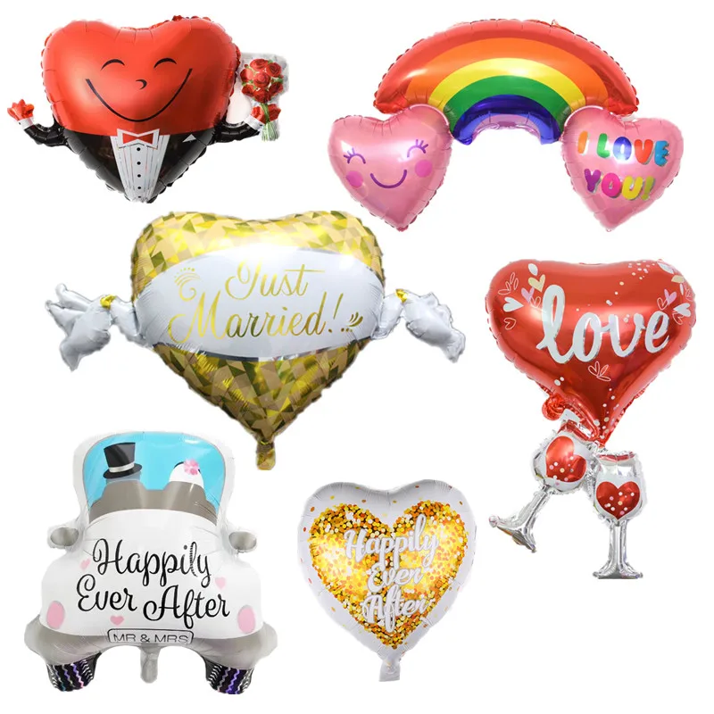Свадебные шары с большим сердцем, фольгированный баллон гелия на День святого Валентина, День рождения, день рождения