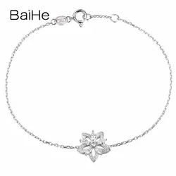 BAIHE Solid 18 K Белое Золото 0.25ct сертифицированных FG/SI-SI3 100% из натуральной Алмазы обручальные Для женщин Модный Ювелирный Браслет