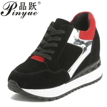 

Womens Vulcanize Sneakers Shoes Side Zipper 2019 Autumn 2019 Spring Female Casual Shoes Platform Wedge Rivet Sneakers