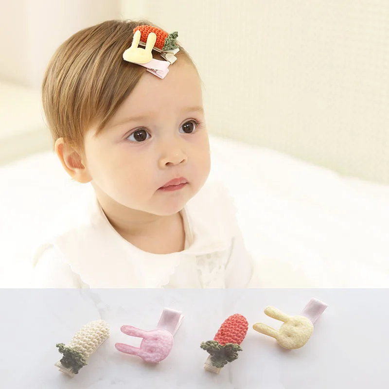 2017 Cartoon Baby girl hairpins Rabbit Carrot small hair clips toddler
