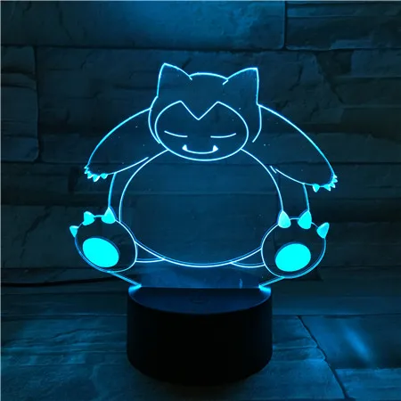 

Snorlax Table Lamp Bedroom USB Touch Sensor RGB Decoration Nightlight Child Kids Gift Cartoon Toys Game Pokemon LED Night Light