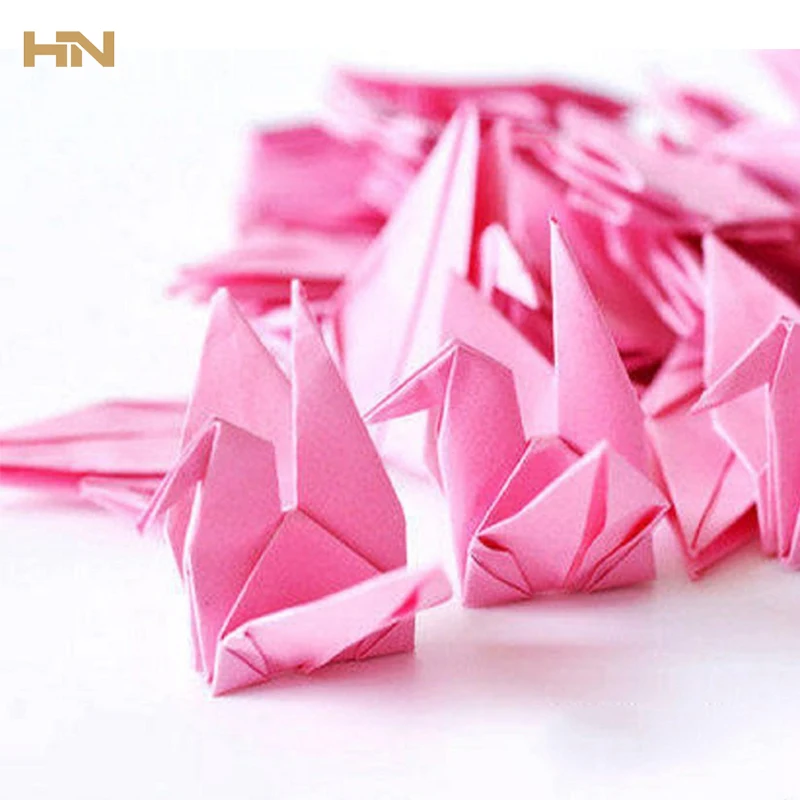 Diy 50pc Colorful Paper Garland Origami Crane With Invisible Silk