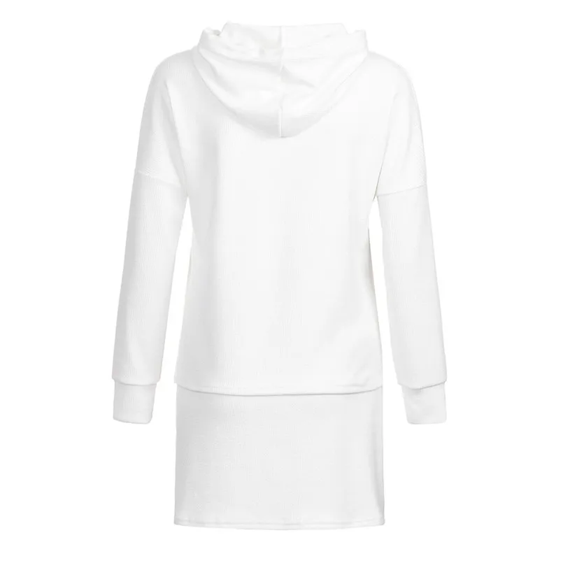2PC Spring Autumn Long Sleeve Solid Hooded Pocket Sweatshirt+Skirt Set Sexy Cardigan Crop Suit Conjuntos De Mujer #F#40DE04 (12)