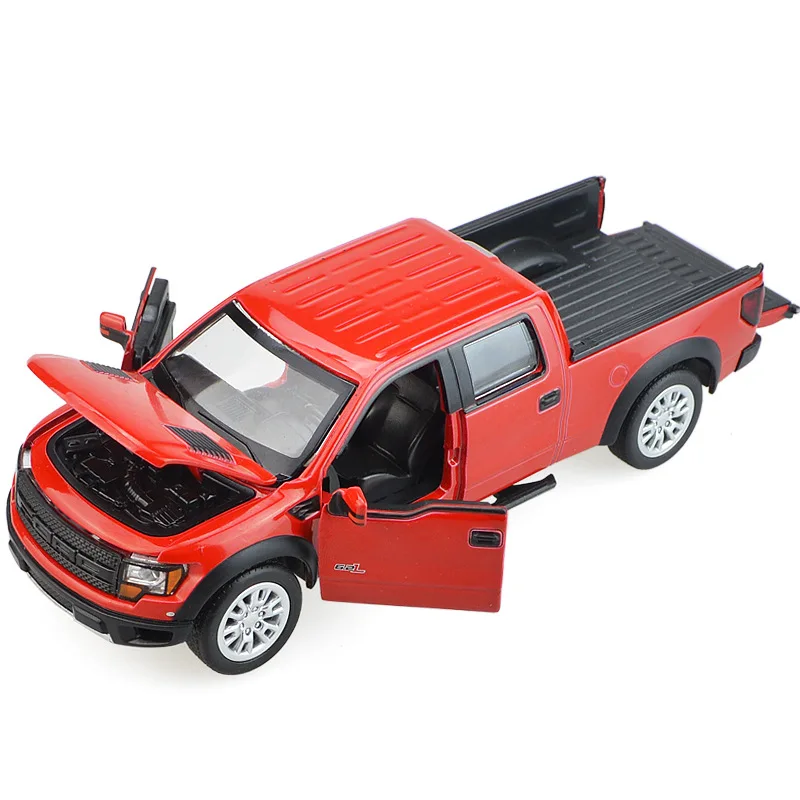 Высокая имитация F-150 игрушечный пикап, 1:32 Масштаб сплава вытянуть назад модель автомобиля, 4 открытые двери, звуковой светильник игрушка