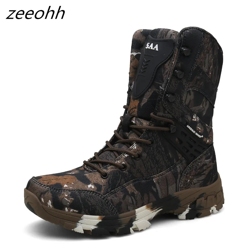 Camouflage brown 2 Новинка; камуфляжные военные ботинки для мужчин; спецназ; тактические ботинки; Уличная обувь для пустыни; нескользящая Военная обувь; водонепроницаемые мужские ботинки для походов и охоты - Цвет: Camouflage brown 2