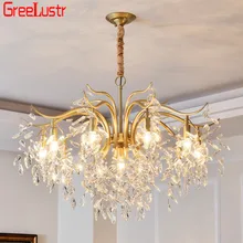 Американская классическая хрустальная люстра, роскошные золотые люстры, подвесная светодиодная люстра, кухонная осветительная арматура для бара отеля