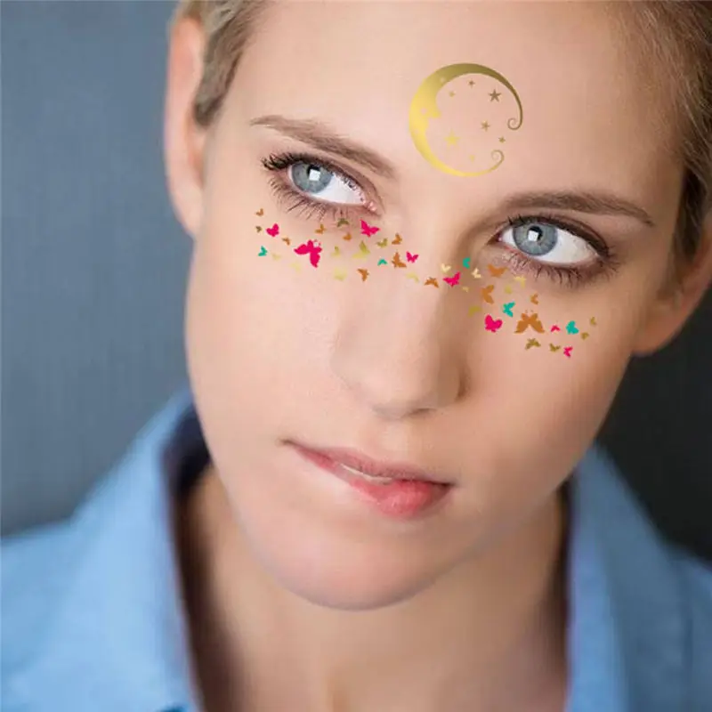 1 ورقة الذهب الوجه فلاش الوشم StickersFashion للماء منعت النمش يشكلون هيئة الفن العين الشارات العروس القبيلة حزب 1 ورقة الذهب الوجه فلاش الوشم StickersFashion للماء منعت النمش يشكلون هيئة الفن العين الشارات العروس القبيلة حزب