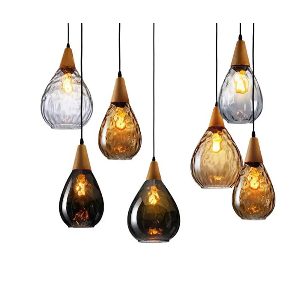 Modern Creative Led Pendant Lights Water Drop Glass Loft Pendant Lamp Ceiling For Loft Kitchen Island Cafe Bar Dining Room