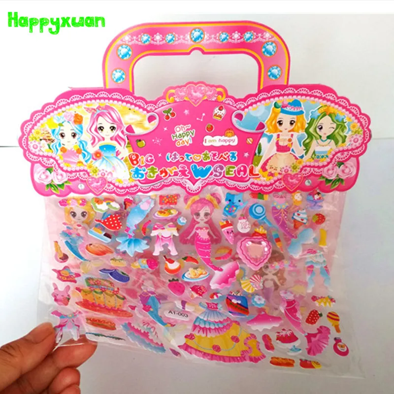 Happyxuan/комплект из 6 предметов, двухслойное платье феи с пузырьками и пышными наклейками для девочек, принцесса, русалки, фотоальбомы, украшение