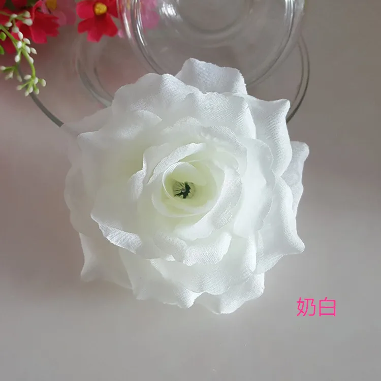 1 шт. 10 см искусственные королевские синие розы для DIY ВЕНОК Подарочная коробка искусственные цветы для скрапбукинга вечерние свадебные декоративные цветы - Цвет: Cream white