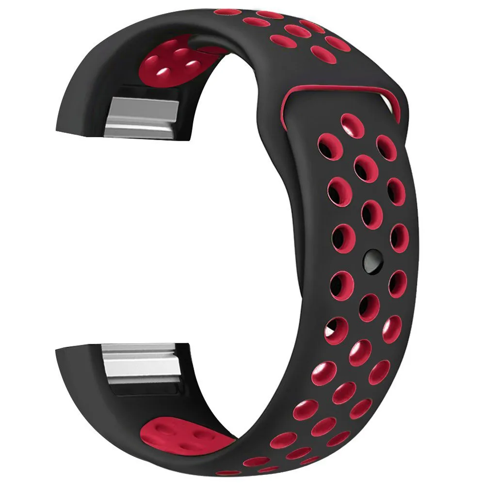 Цветной ремешок для Fitbit Charge 2, спортивный силиконовый ремешок для Fitbit Charge 2, браслет, умные браслеты, умные аксессуары, ремешок - Цвет: black red