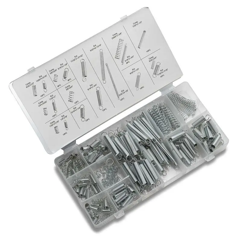 

200Pcs Assorted Steel Spring Electrical Hardware Drum Extension Tension Springs Pressure Suit Metal Assortment Hardware Kit