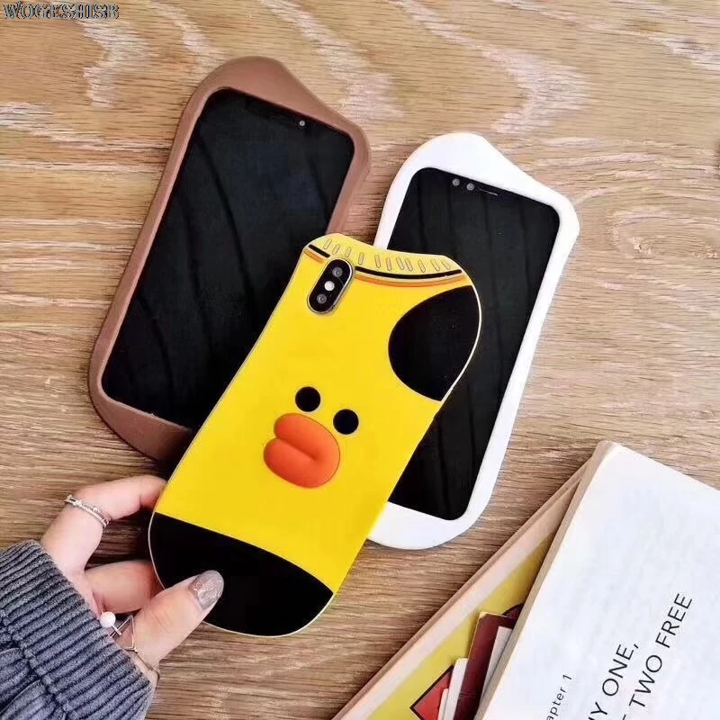 

Cute 3D Cartoon Bear Bird Rabbit Phone Case For iphone 6 6s 7 8 Plus + X Xr XS MAX Sock Shape Animal Silicone Soft cases Cover