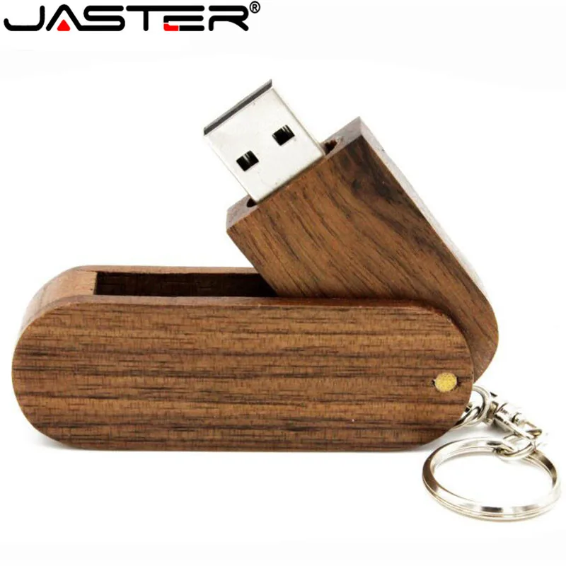 JASTER деревянный вращающийся USB флеш-накопитель Флешка 4G 16GB 32GB 64GB карта памяти U диск с металлическим брелком логотип индивидуальные подарки