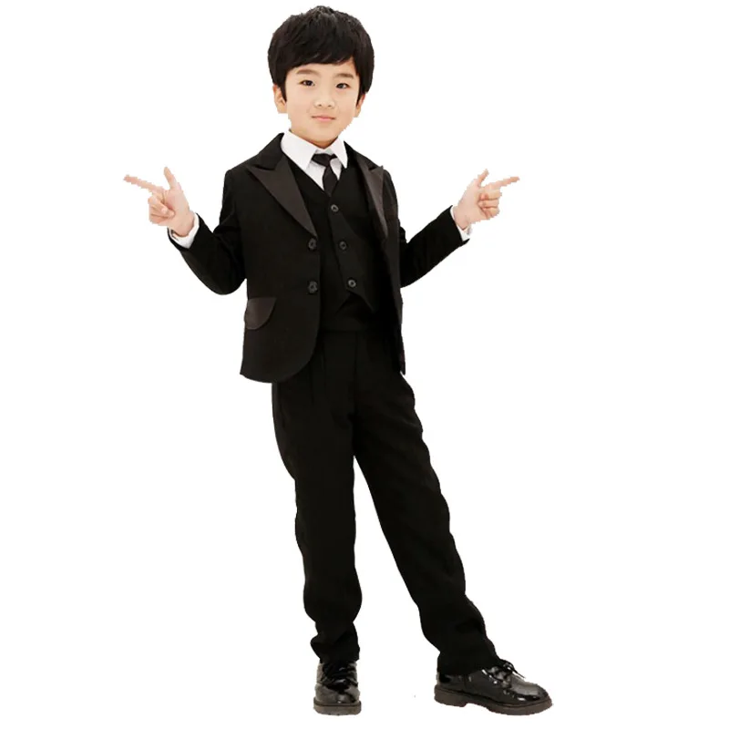 

2018 Children suits sets Black formal blazers kids Vest wedding dress suit for boys school student coats jacket for