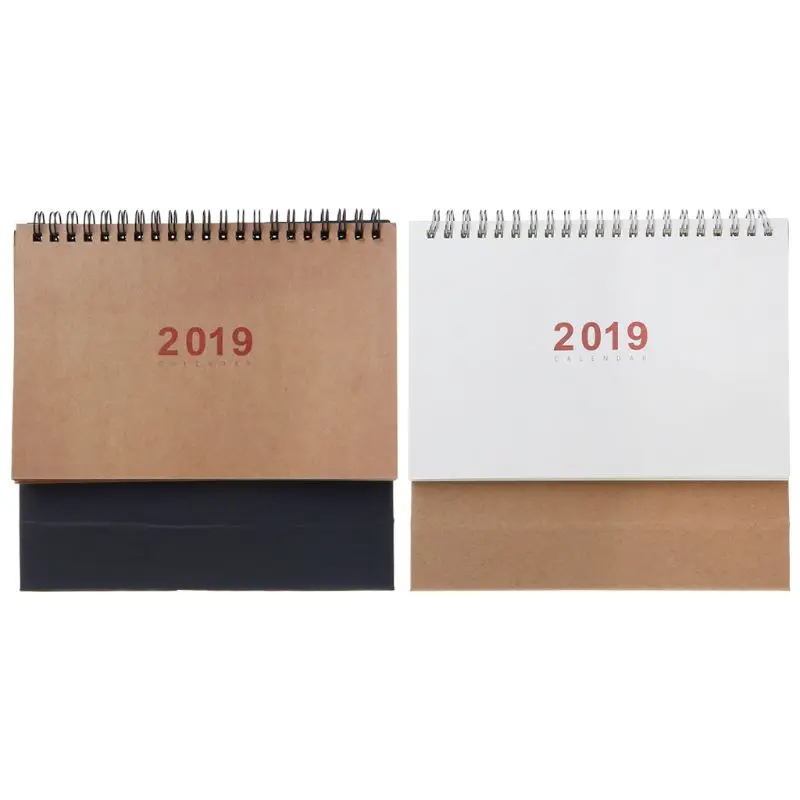 

2019 Desktop Standing Coil Kraft Paper Calendar Memo Daily Schedule Table Planner Yearly Agenda Organizer