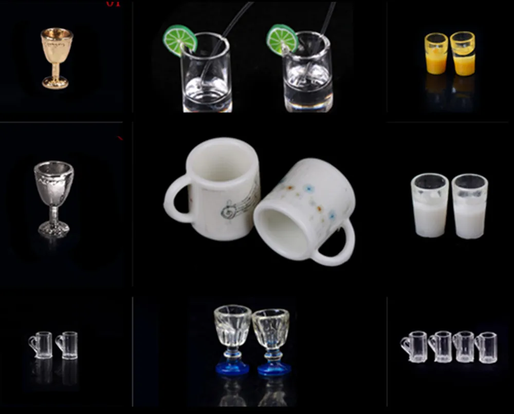 

1/2/4/10pcs 1/12 Wine Glass Cups Plate Cup Dish Tableware Set Doll Food Kitchen Living Room Dollhouse Miniature Toy Accessories