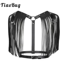 Tiaobug модные женские туфли из искусственной кожи с регулируемым размером тела нагрудный ремень на плечо кисточкой из эластичного полотна пикантные Для женщин бондаж панк укороченный топ