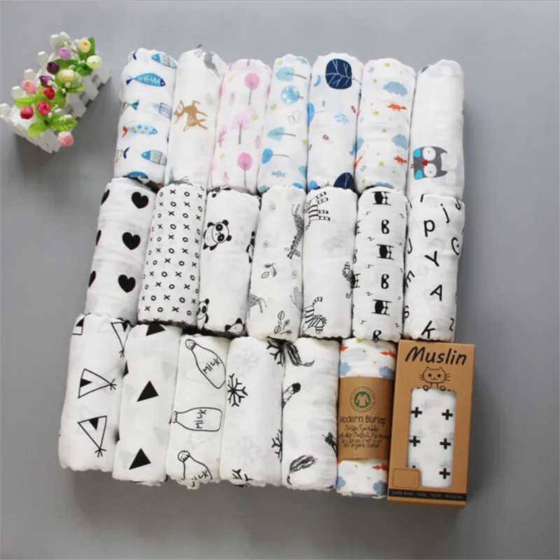 

100% Muslin Organic Cotton Newborn Baby Swaddles Blankets Gauze Infant Wrap Sleepsack Stroller Cover Swaddle Blanket