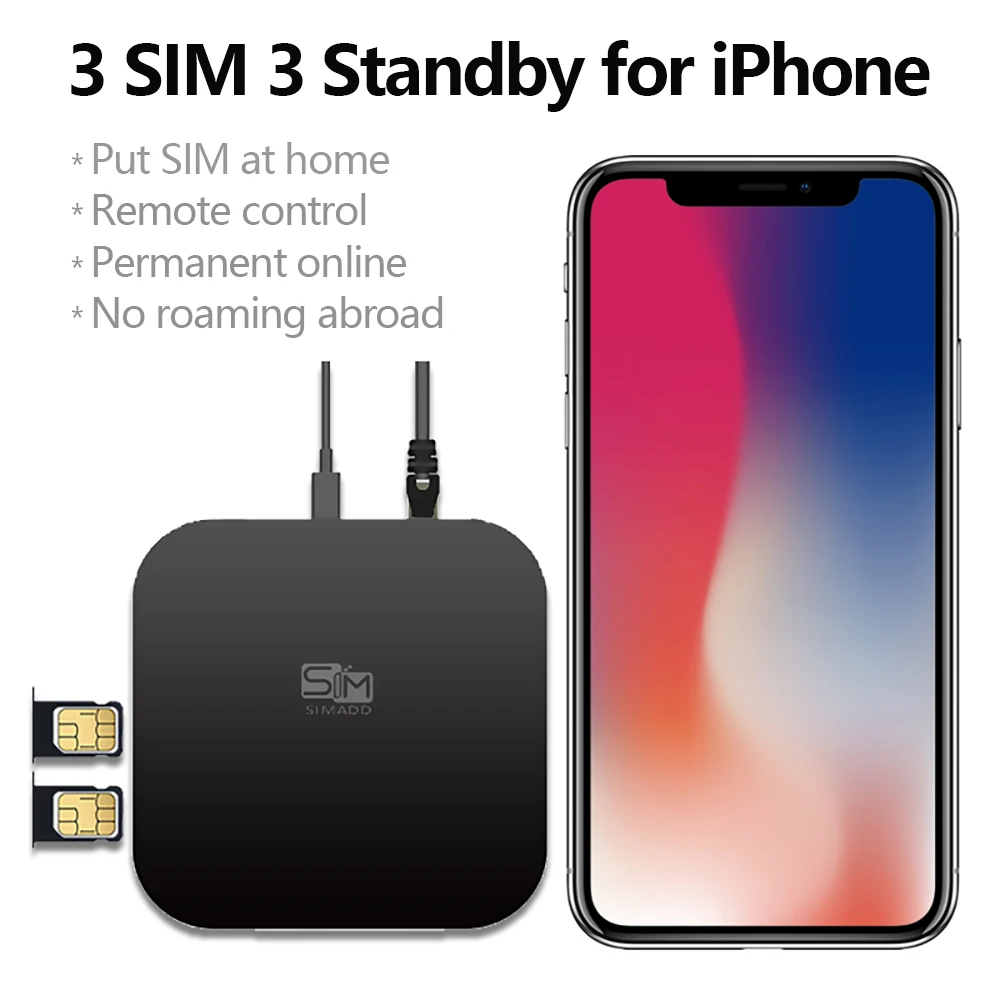 

3 Sim 3 Standby For Apple iPhone X/8/7/6 Plus SIM Add card max 3 Sim Online at the same time no need to carry for i Phone SIM