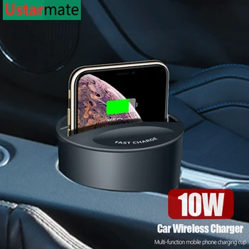 

10W Fast Car Wireless Charger Cup For iPhone 11 Pro Xs Xr 8 Samsung S20 S10 with USB-C Type-C PC Quick Charging Wireless Charger