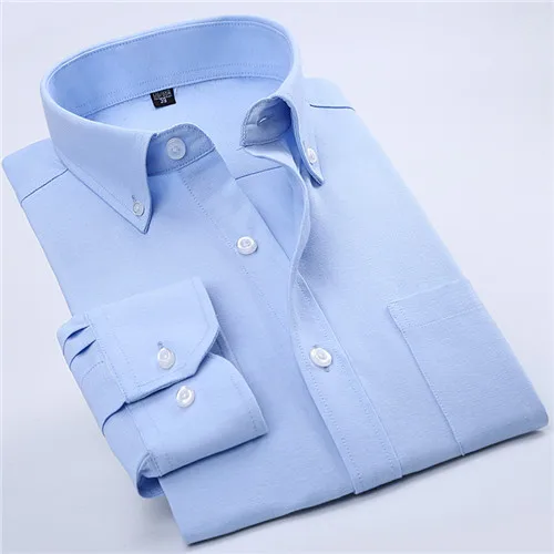 Высококачественная оксфордская полосатая Мужская рубашка с длинным рукавом и отложным воротником, повседневная мужская рубашка в клетку - Цвет: NJF01