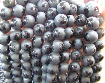 

Wholesale 12 14 16mm full strand Tibetant Agate Gem Round Ball Animal Butterfly Matte Gemstone Black jet Beads
