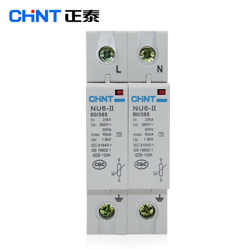 CHNT CHINT, dispositivo de protección contra sobretensiones 1 P 2 P 3 P 4 P 15kA 40KA 65KA 100KA NU6-II 40/385 de SISTEMA ELÉCTRICO DE PROTECCIÓN DE descargadores 385 V CA CHNT CHINT, dispositivo de protección contra sobretensiones 1 P 2 P 3 P 4 P 15kA 40KA 65KA 100KA NU6-II 40/385 de SISTEMA ELÉCTRICO DE PROTECCIÓN DE descargadores 385 V CA