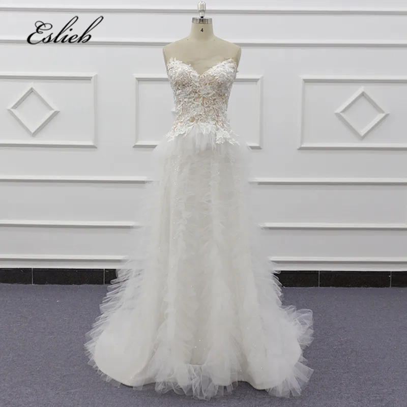

Sexy V-neck Beach Wedding Dresses A-line Wedding Dresses 2019 Tulle Open Back Bridal dress SJ093