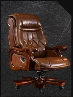 Босс стул натуральная Может лежать в компьютере стул. С массаж может поднять голову слой кожи коровы офис 1